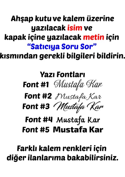 Öğretmenler Günü Isme Özel Ahşap Kutulu Kalem