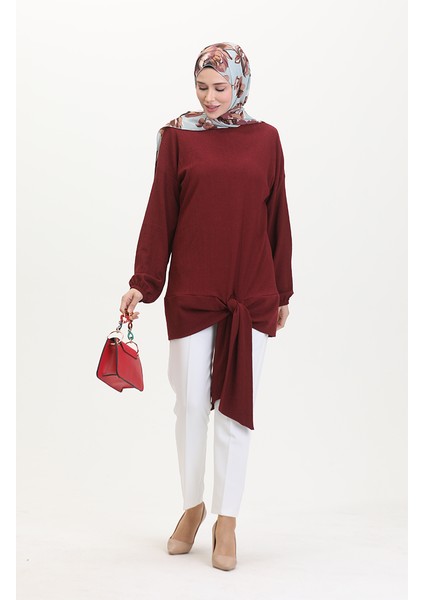 Kuşaklı Tunik 1020-05 Bordo