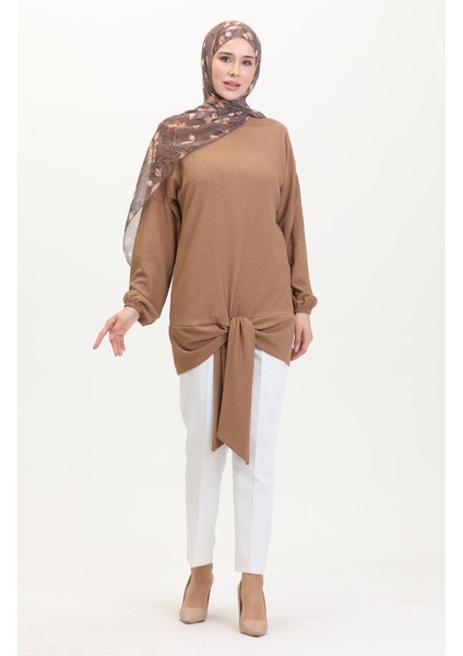 Kuşaklı Tunik 1020-04 Vizon
