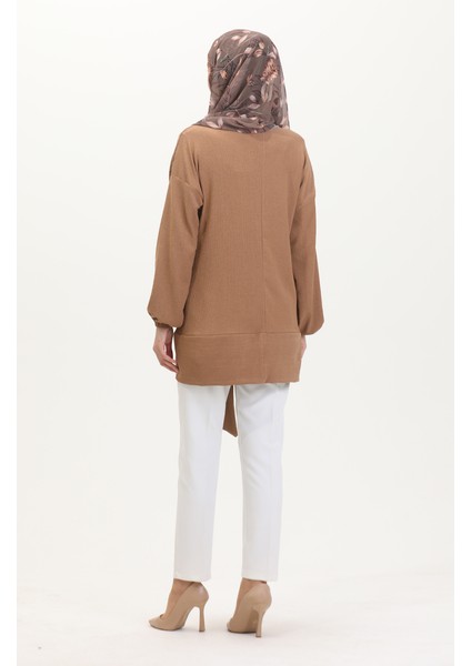 Kuşaklı Tunik 1020-04 Vizon indirimleri