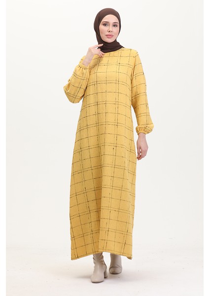 Tuvit Kareli Elbise 0531-04 Sarı