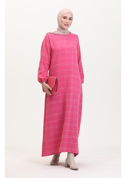 Tuvit Kareli Elbise 0531-03 Pembe