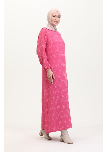 Tuvit Kareli Elbise 0531-03 Pembe fiyatları