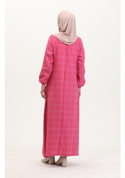 Tuvit Kareli Elbise 0531-03 Pembe indirimleri