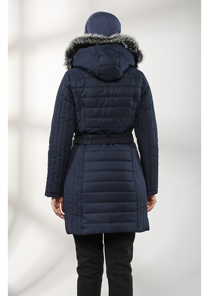 Kemerli Kapitone Mont 0811-01 Lacivert modelleri