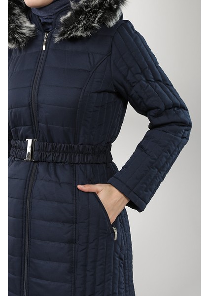 Kemerli Kapitone Mont 0811-01 Lacivert fırsatları