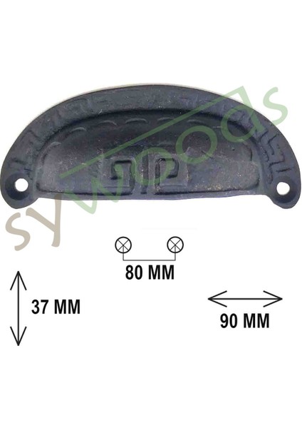 Pirinç Döküm Çizgi Desenli Tas Kulp 90 mm