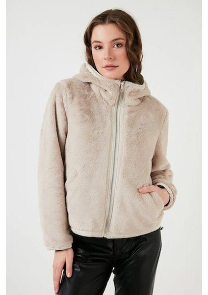 Kadın Siyah-Krem Çift Taraflı Mont - 15208777