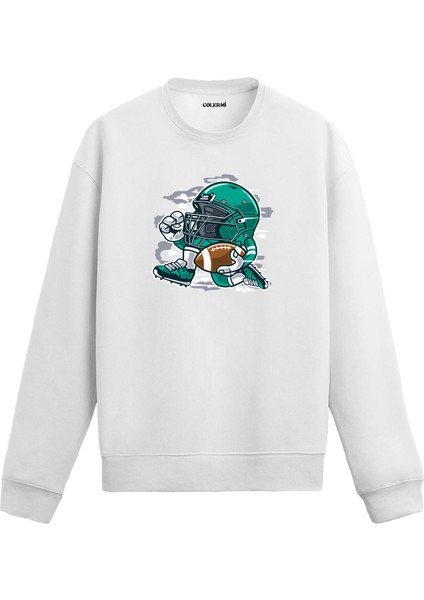 Unisex Pamuk Futbol Savaşçısı Karikatür Kapşonlu Sweatshirt Hoodie Eğlenceli Spor Deseni