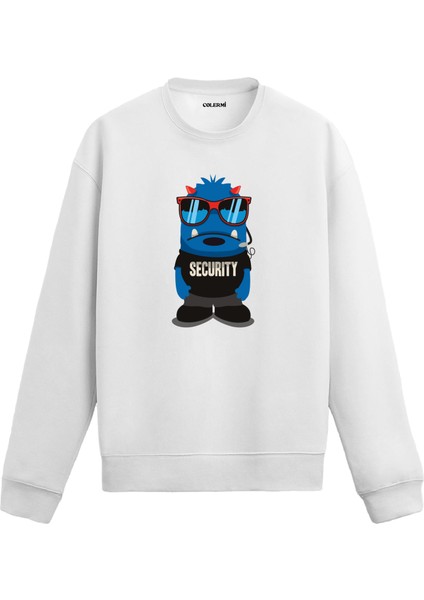 Unisex Pamuk Güvenlik Karikatür Kapşonlu Sweatshirt Hoodie Eğlenceli Security Deseni