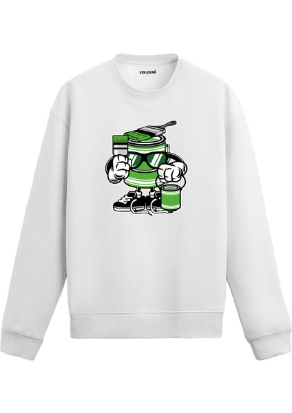 Unisex Pamuk Graffiti Ustası Karikatür Kapşonlu Sweatshirt Hoodie Eğlenceli Sprey Boya Deseni