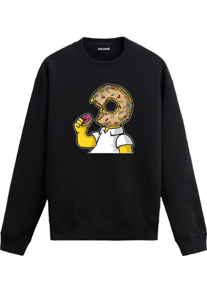 Unisex Pamuk Tatlı Kriz Karikatür Kapşonlu Sweatshirt Hoodie Eğlenceli Donut Deseni