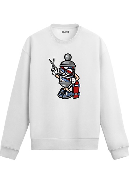 Unisex Pamuk Berber Tarzı Karikatür Kapşonlu Sweatshirt Hoodie Eğlenceli Saç Kesimi Deseni