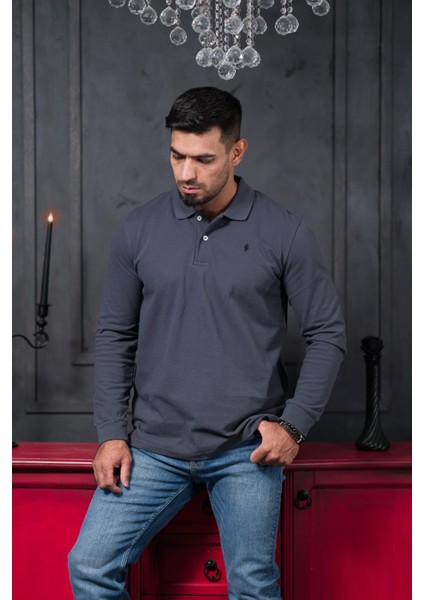 Regular Fit Polo Yaka Uzun Kol Pamuklu Baharlık Sweatshirt fiyatları