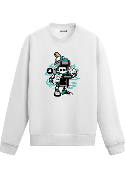 Unisex Pamuk Retro Oyun Karikatür Kapşonlu Sweatshirt Hoodie Eğlenceli Arcade Macera Deseni