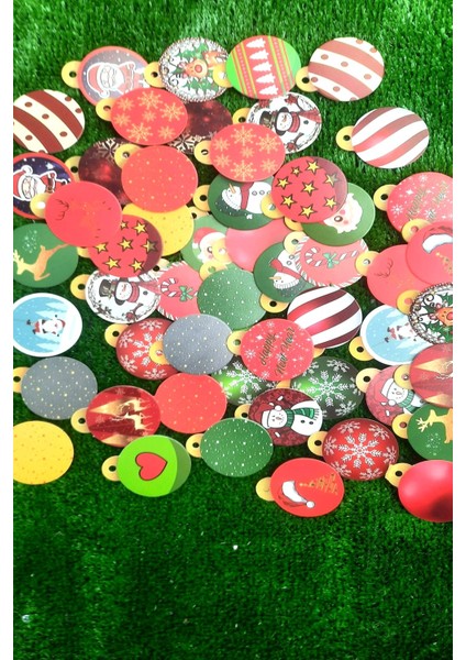 54 Adet Ultra Karton Yılbaşı Ağaç Süsü - Gold Ipli - Yılbaşı Süsü -Çift Yön Ultra Kalın Baskı modelleri