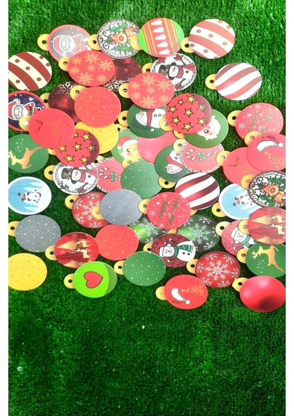 54 Adet Ultra Karton Yılbaşı Ağaç Süsü - Gold Ipli - Yılbaşı Süsü -Çift Yön Ultra Kalın Baskı fırsatları