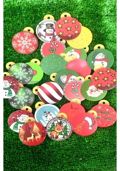 54 Adet Ultra Karton Yılbaşı Ağaç Süsü - Gold Ipli - Yılbaşı Süsü -Çift Yön Ultra Kalın Baskı indirimleri