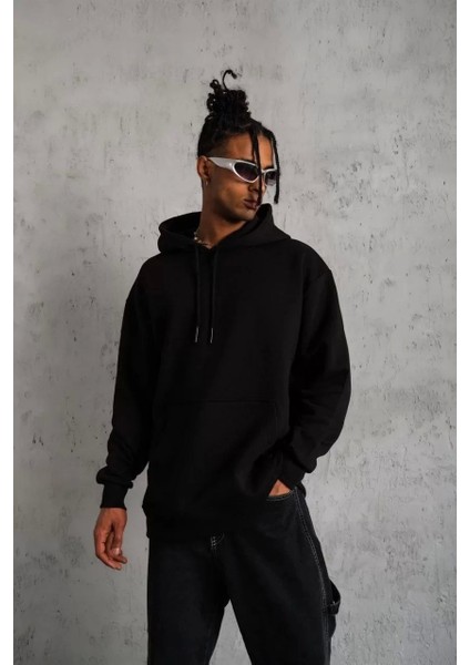 3 Iplik Kapşonlu Sweatshirt Hoodie - Siyah fiyatları