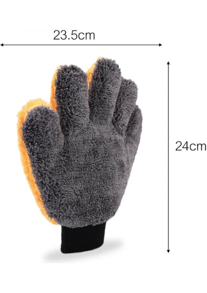 Çift Taraflı Mikrofiber & Polar Araba Yıkama Eldiveni – Yumuşak Mercan Polar, Çizik Önleyici