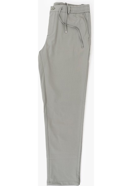 Erkek Gri Yandan Cepli Bağcıklı Beli Lastikli Kemerli 968 Jogger Pantolon