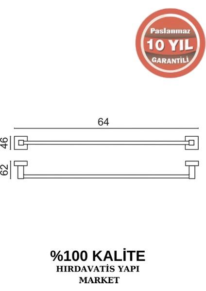 Paslanmaz Pirinç Tamay Uzun Havluluk 60CM fiyatları