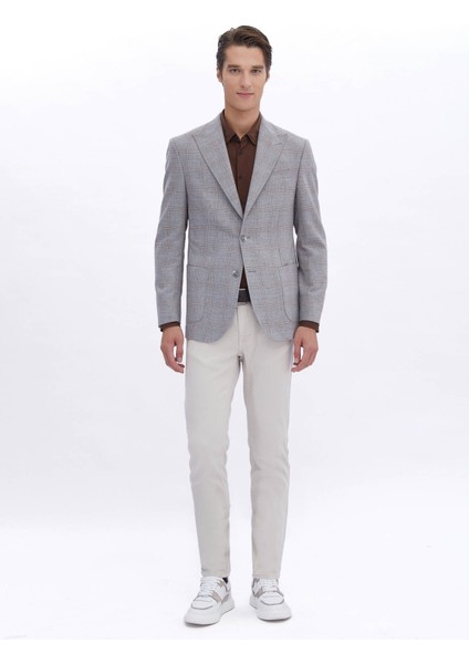 Gri Kareli Yün Karışımlı Ceket fiyatları