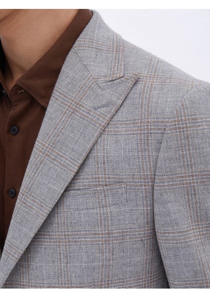 Gri Kareli Yün Karışımlı Ceket fırsatları