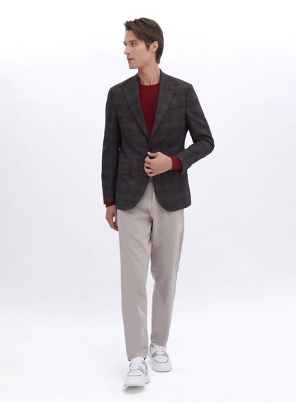 Kahverengi Kareli %100 Yün Ceket fiyatları