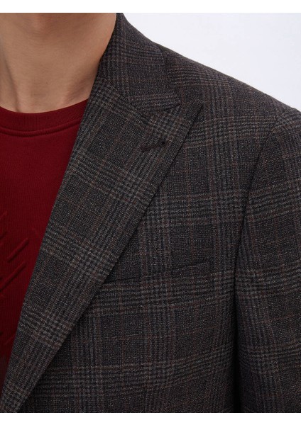 Kahverengi Kareli %100 Yün Ceket indirimleri