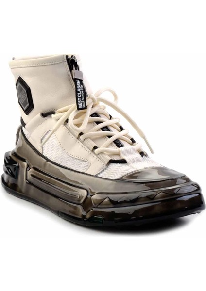 Beyaz Hakiki Deri Erkek Bot & Bootie E02185051203 modelleri