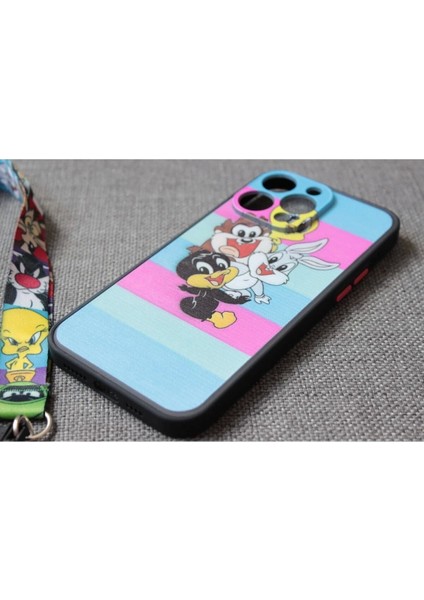 iPhone 12 Pro Max Uyumlu Kamera Korumalı Looney Tunes Tuşları Renkli Telefon Boyun Askılı Set Kılıf modelleri