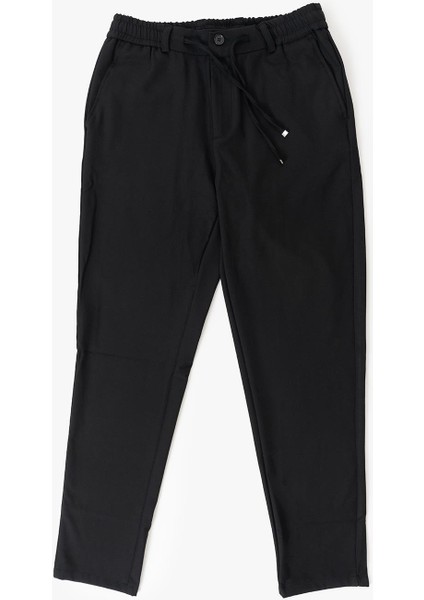 Erkek Siyah Yandan Cepli Bağcıklı Beli Lastikli Kemerli 968 Jogger Pantolon
