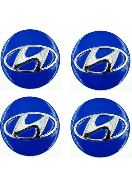 Hyundaı Mavi Jant Göbeği- Jant Göbek Arması Sticker 4'lü Set 60MM