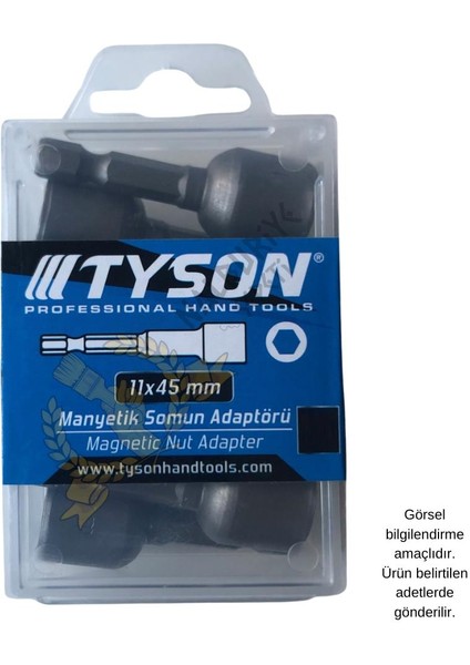 Kupa Tyson Manyetik Somun Sıkma Adaptörü - 11 Mm. - 4.5 Cm. - 8 Adet