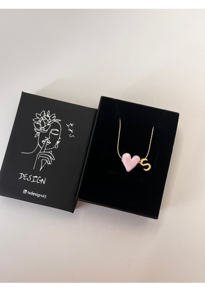 Murano Pembe Kalp Harfli Kolye indirimleri