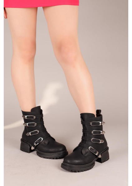 LARİSSA Çok Kemerli Kadın Bot SİYAH