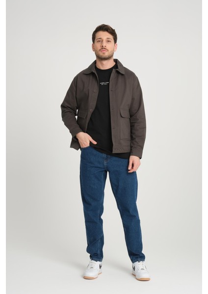 Erkek Regular Fit Gabardin Ceket - Mont