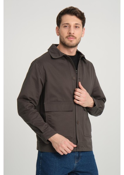 Erkek Regular Fit Gabardin Ceket - Mont