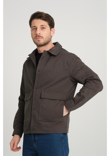 Erkek Regular Fit Gabardin Ceket - Mont