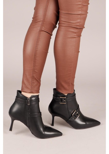 ERİKA Cilt Tokalı Topuklu Bot SİYAH indirimleri