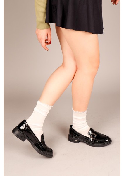 Daria Kroko Garnili Tokalı Loafer Siyah