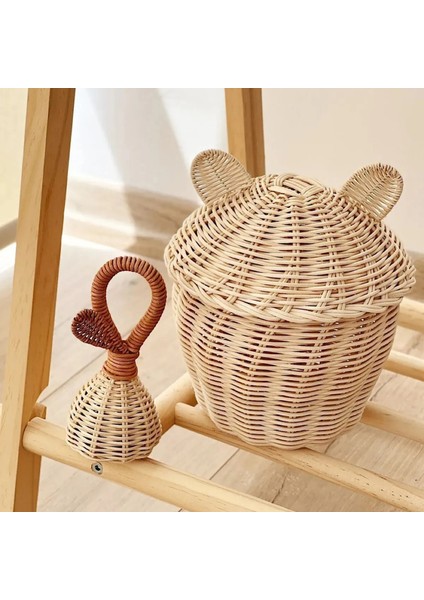 Dekoratif Rattan 2'li Bambu Kulaklı Sepet / Rattan Bambu Çıngırak