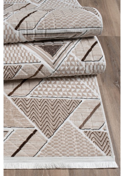 Kaymaz Taban Yıkanabilir Modern Salon Mutfak Oturma Odası Çocuk Odası Halısı 5017 Vizon fırsatları