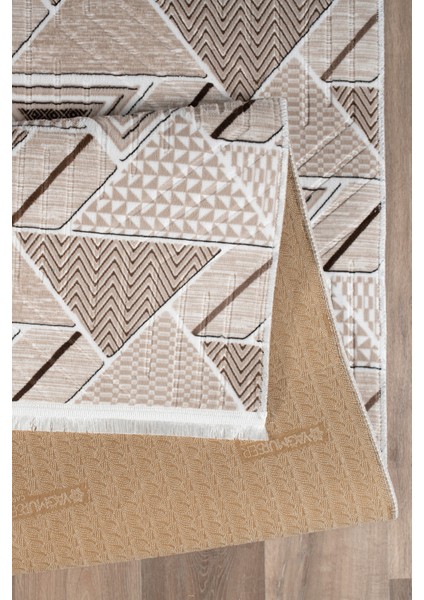 Kaymaz Taban Yıkanabilir Modern Salon Mutfak Oturma Odası Çocuk Odası Halısı 5017 Vizon indirimleri