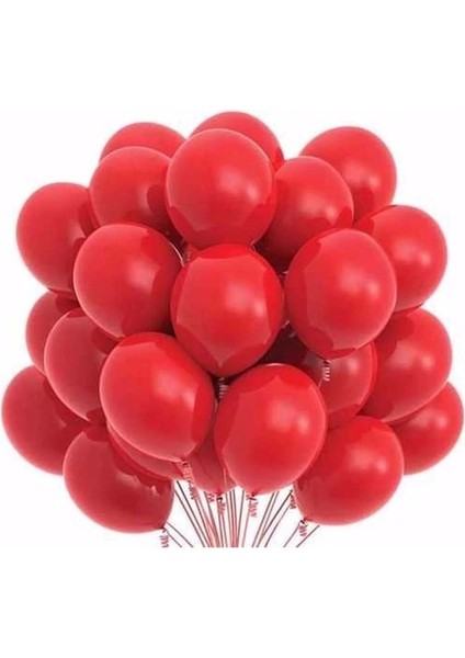 Lastik Lateks Mat Balon 50 Adet Kırmızı Balon