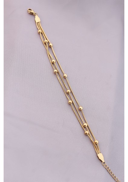 316L Kararmaz Çelik Gold Renk Top Zincirli Kadın Bileklik - TJ-BB4171 modelleri