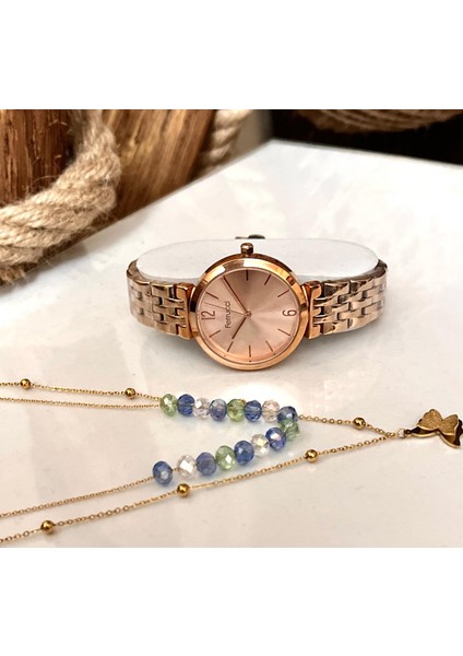 Çelik Sade Şık Kadın Kol SAAT+%100 Çelik Kolye Hediye fırsatları