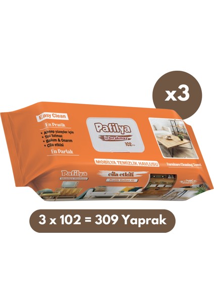 Easy Clean Mobilya Temizlik Havlusu | Cila Etkili – 102'LI x 3 ( 306 Yaprak )