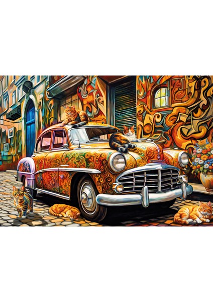 Cats On The Car 500 Parça Puzzle